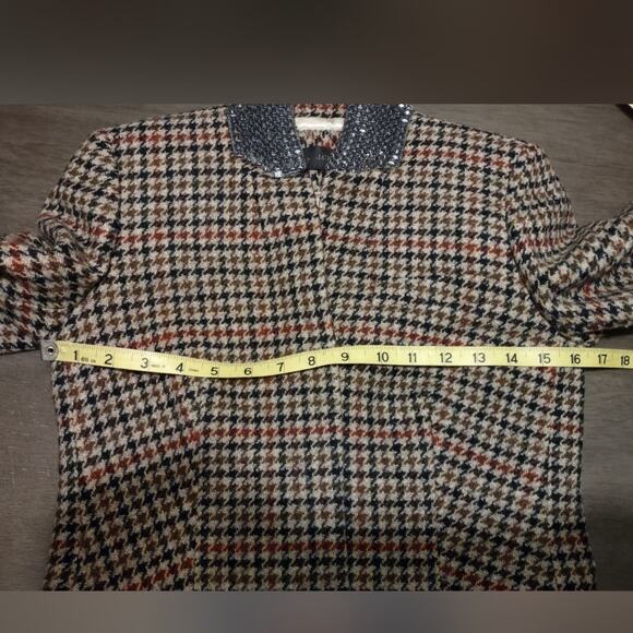 J.Crew Blazer Regent Wool Houndstooth Tan Jewel Jacket Size 2 - Picture 6 of 16